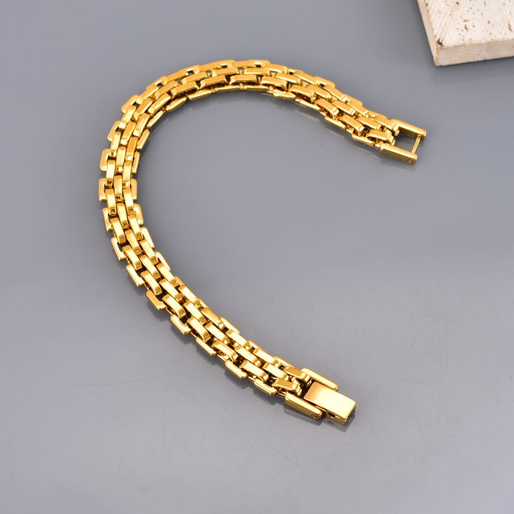 2Pcs Fashion Retro French Style Women's Simple Chain Stainless Steel Watch Band Bracelet Gold Room Gold Women's Model