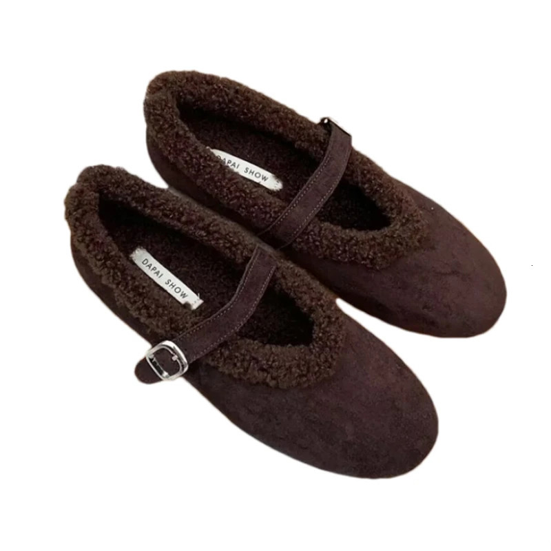 Flats Women Loafers Shoes Fur Fashion Mary Jane Shoes Short Plush Cotton Shoes Comfort Dress Snow Mujer Botas 251217 - view 7