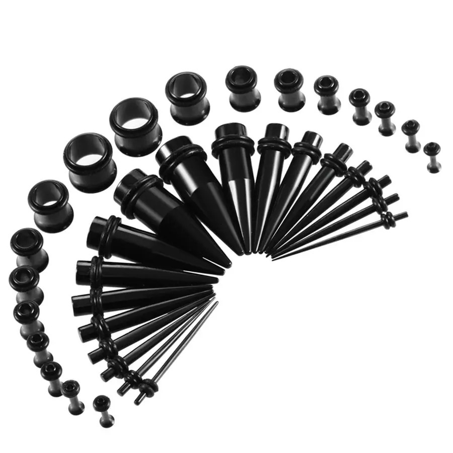 36pcs/lot Steel Ear Taper Expander Single Flared Ear Tunnel Plugs Kit 14G-00G Ear Stretcher Gauges Set Piercing Jewelry 251212