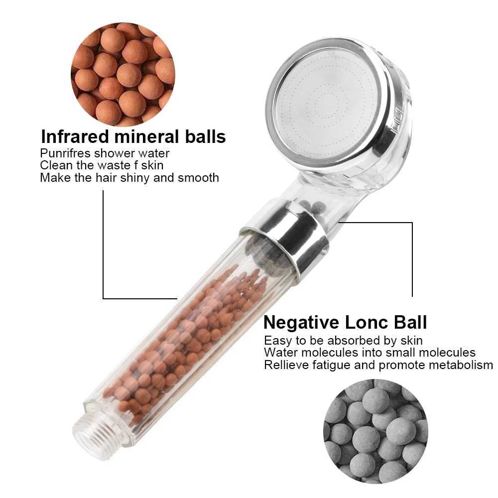 Filtered Shower Head ABS High Pressured Water Saving Spray Handheld Clear Shower Heads SPA With Filter Beads for Bathroom C251220