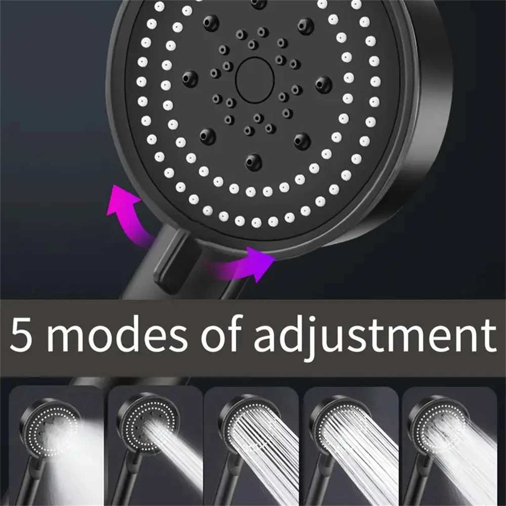 5 Modes Pressure Boost Shower Head Multifunction Adjustable Large Water Yield Shower Nozzle Massage Shower Bathroom Accessories C251220