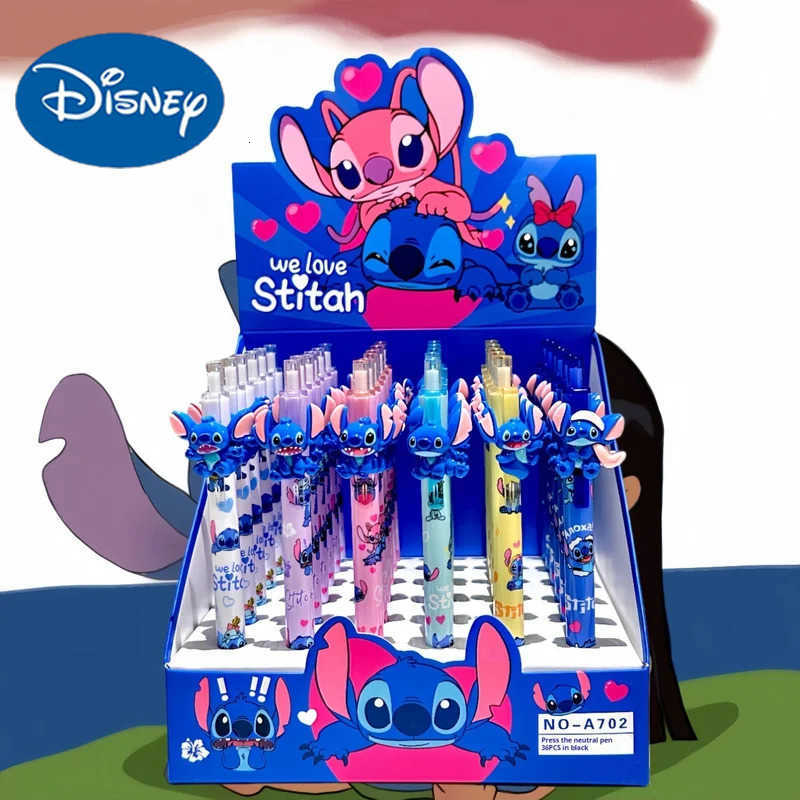 Disney Stitch Gel Pens 36pcs Cartoon 05mm Black Stationery Cute Student New Signature Pen Writing Tool Student Office Gifts H251220