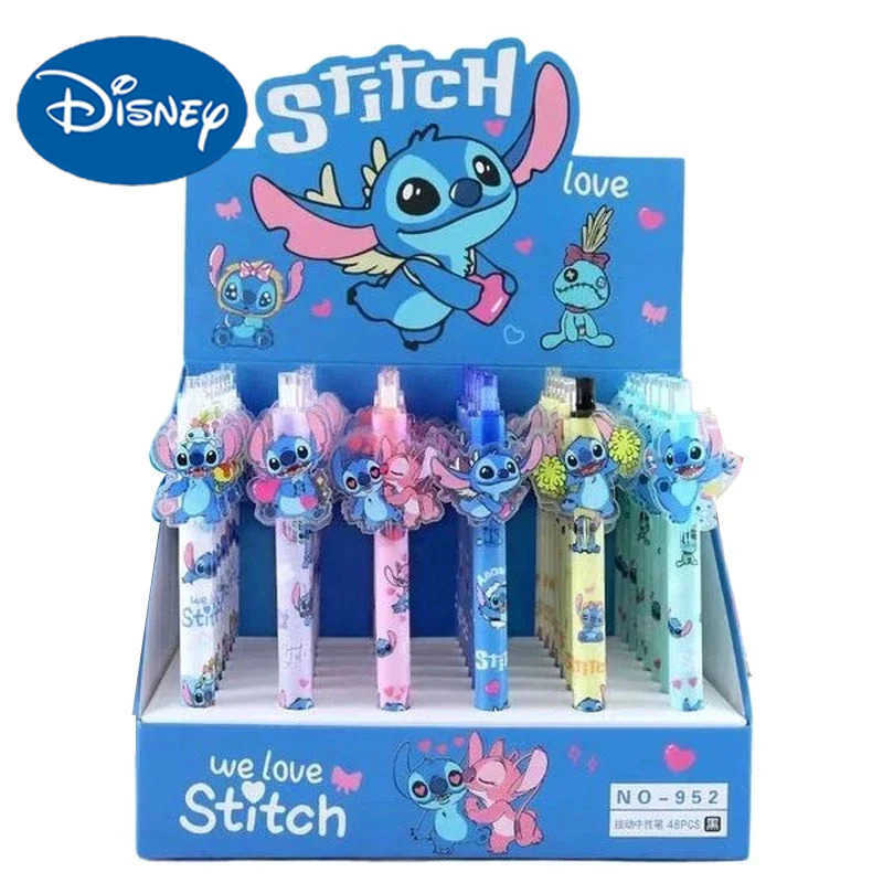 Disney Stitch 48pcs Gel Pens Cartoon 05mm Black Stationery Cute Student Signature Pen Writing Tools ChildrenS Birthday Gift H251220