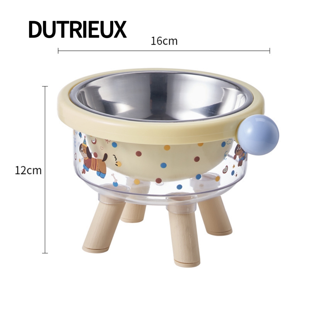 K3412 Stainless steel food and water bowl for cats, integrated neck support base, anti-tipping pet food bowl.