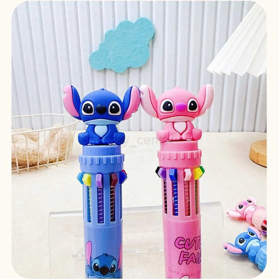 Disney 1PC Stitch 10-Color Ballpoint Pen Multi-Function Multi-Color Push-Button Pen 05mm Stitch Colorful Gel Pen H251220