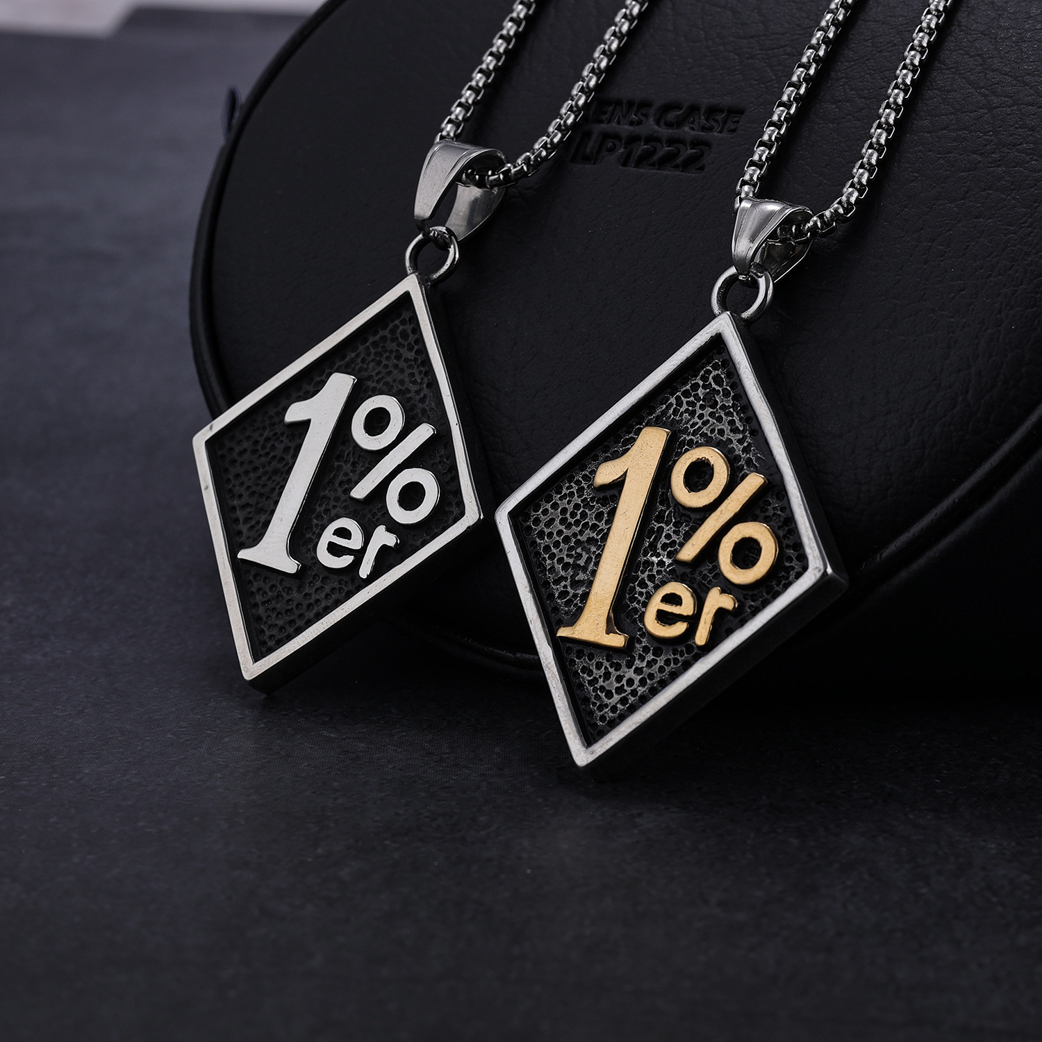 Free shipping 1%er Diamond-Shaped Retro Luxury Metal Necklace Personality Trendy Cool Street Style Men's Fashion Niche Logo Pendant