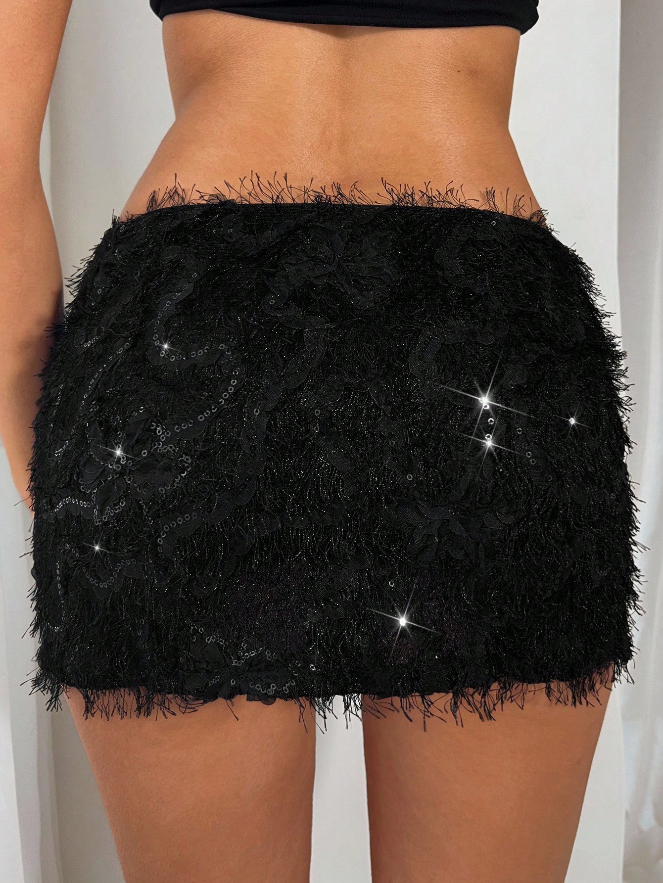 Women's Stylish Sequin Fringe Mini Skirt - American Retro A-line Bodycon Clubwear Skirt---121