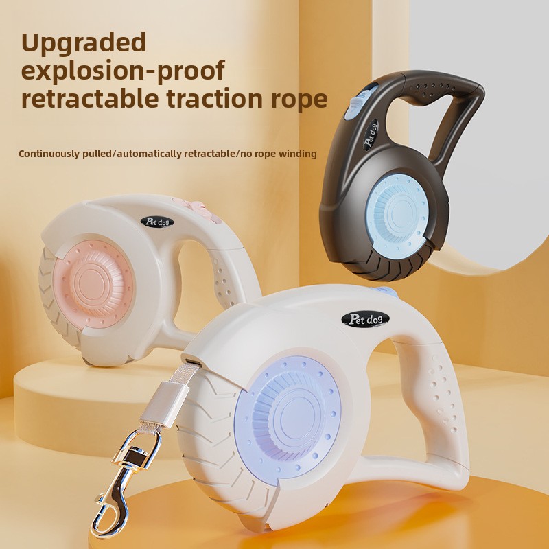 Heavy Duty Chain Leads Retractable Dog Leash with Anti Rust Metal Hook for Large Dogs Pet Walking Training