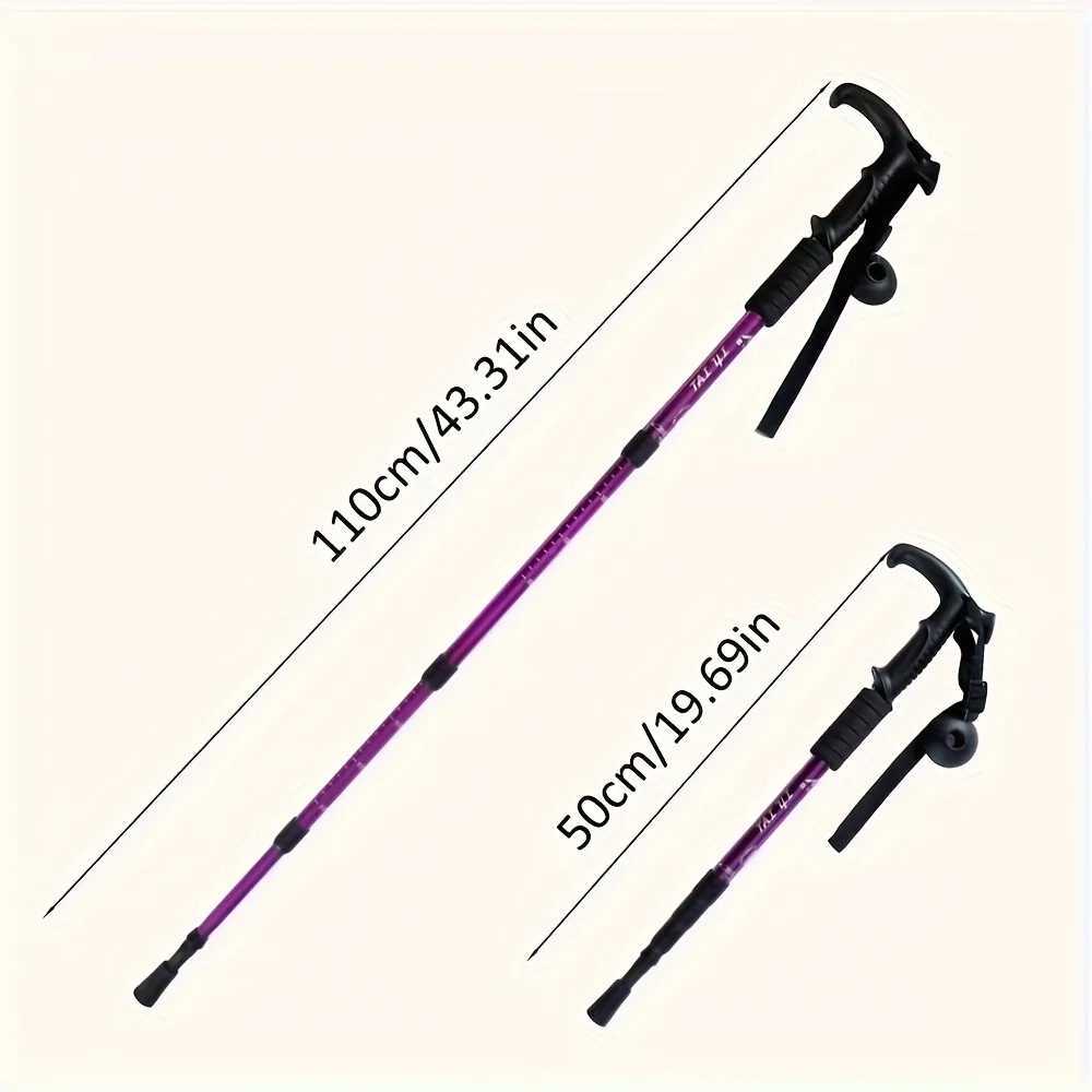 2-pack T-shaped aluminum alloy folding trekking poles with shock absorption anti-slip grips and adjustable height G251220