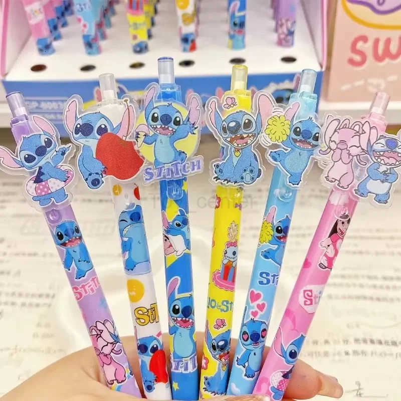 Disney Stitch 48pcs Gel Pens Cartoon 05mm Black Stationery Cute Student Signature Pen Writing Tools ChildrenS Birthday Gift H251220