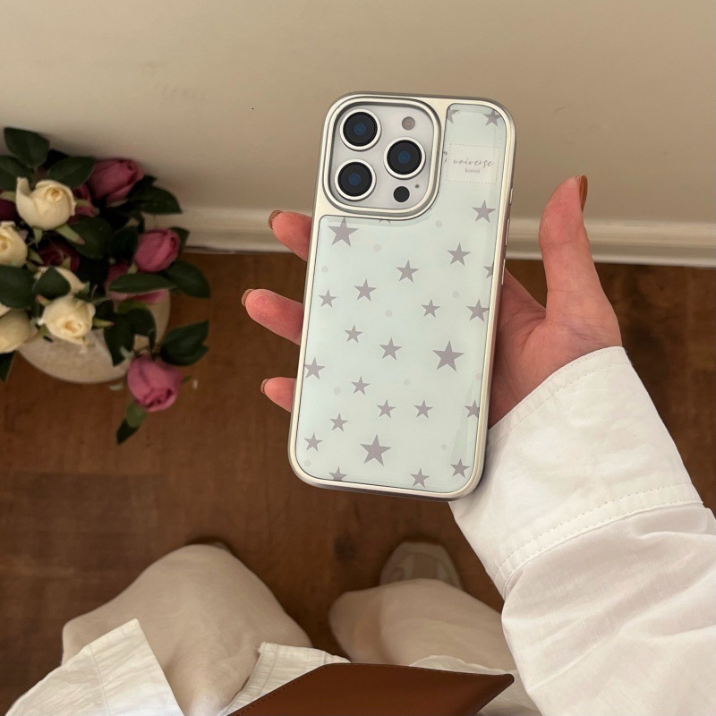 High-end Electroplated Epoxy Star Case iPhone 17 Pro Max, Apple 16, 14, 15, Niche Design for Women