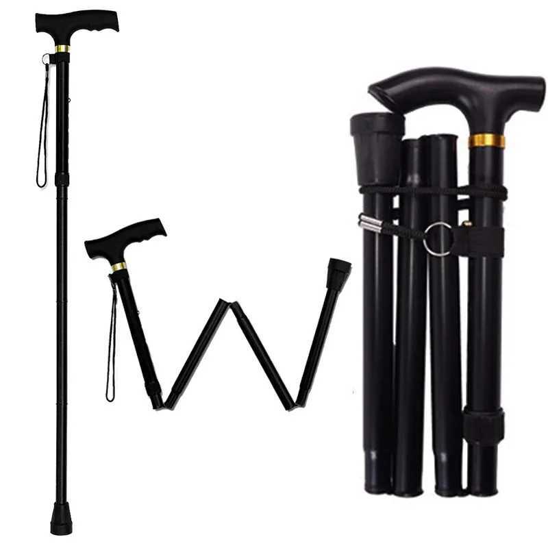 Multifunction Walking Stick Trekking Poles Telescopic Fold Crutches Hiking Stick Crutch Elderly Metal Stick Walking Cane Outdoor G251220