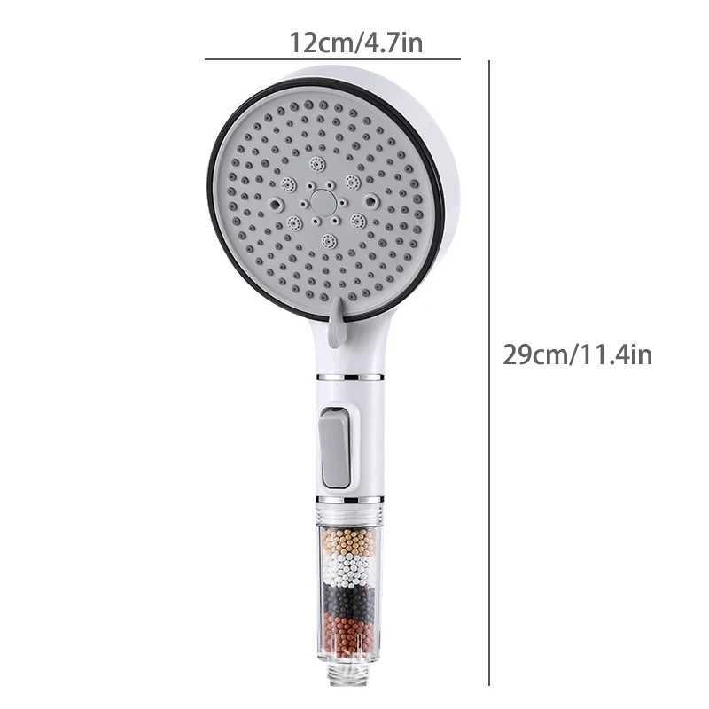 Bathroom Shower Head with Stop Button 5 Mode Anti Limestone Filter Hygienic Remove Chlorine Handheld Head Filtration Shower Head C251220