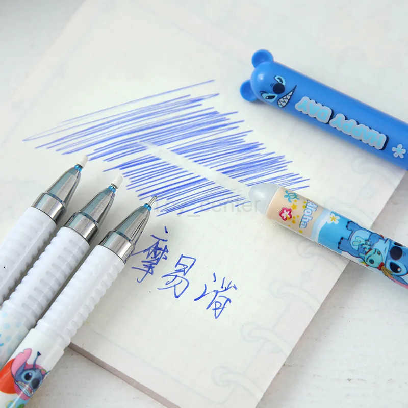 Disney 48pcs Stitch Gel Pen Suit 05mm Erasable Blue Cartoon High Value Cute Students Learn Stationery Refill Office Supplies H251220