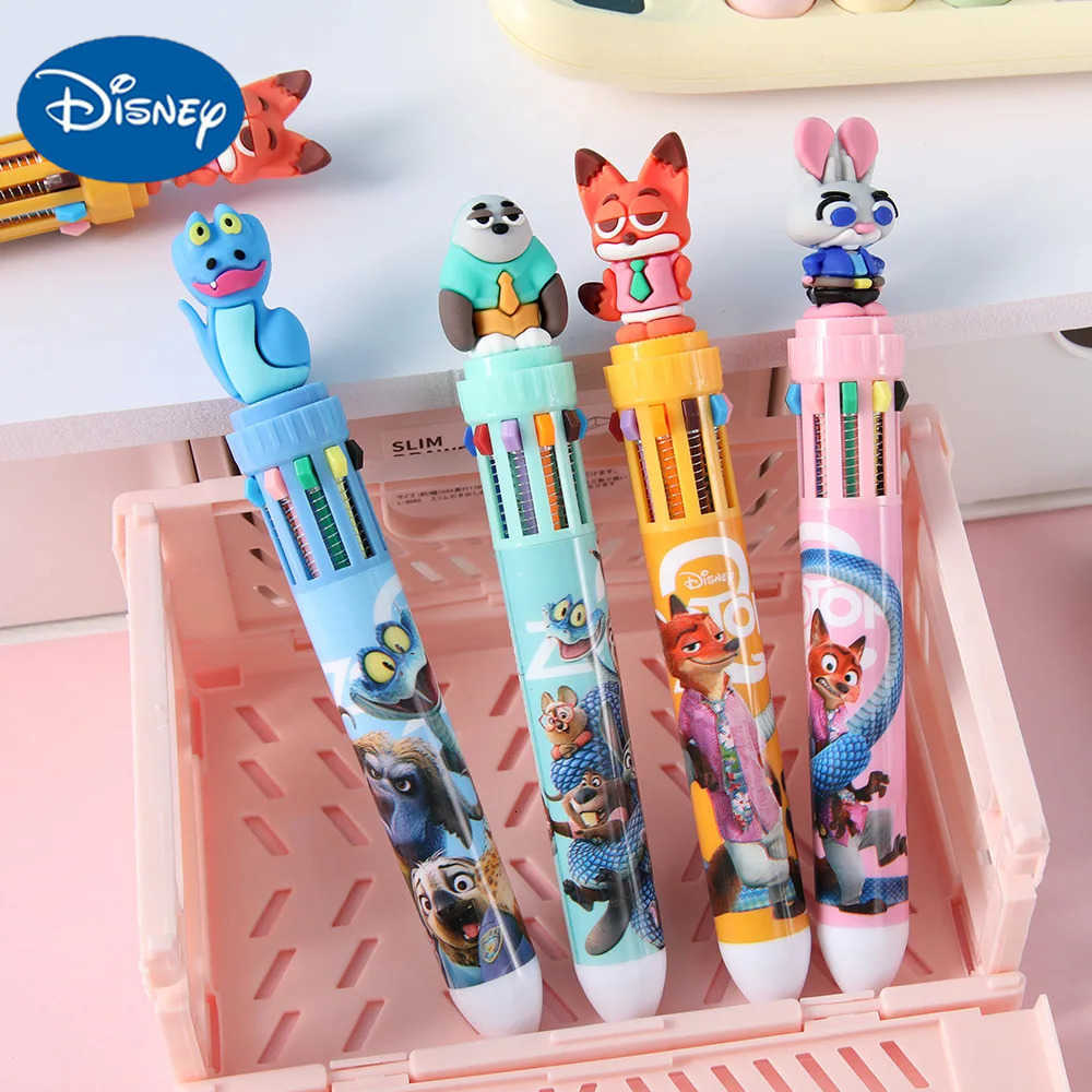 Disney Zootopia Ten Color Ballpoint Pens Kids Disneys Anime Pen for Writing Student Stationery School Supplies Office Accessories Gift H251220