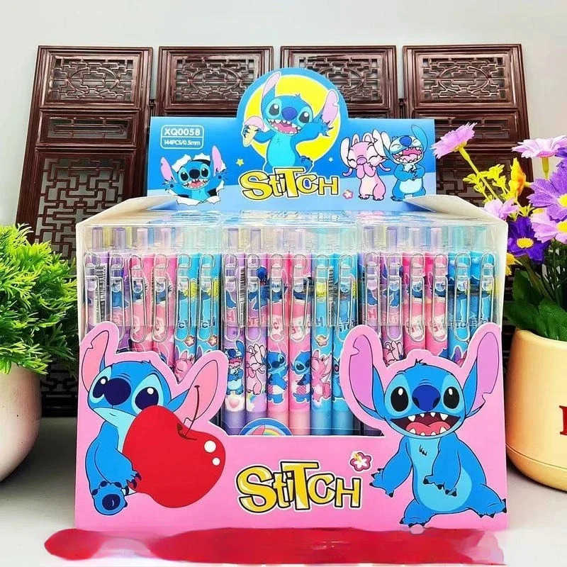 Disney Stitch Gel Pens 12-36pcs Cartoon New Pressing Pen Black Water Ink 05 Cute Signature Pen Stationery school Birthday Gift H251220
