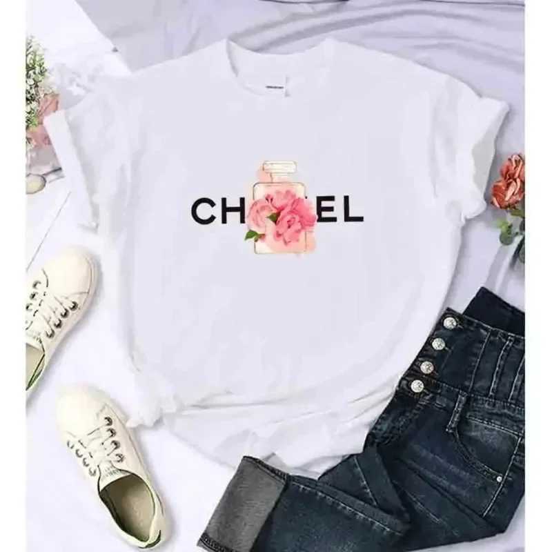 Summer Fashion Brand Printed Womens T-Shirt Alphabet Flower Perfume Shirt Pattern T-Shirt Short Sleeve Top C251220