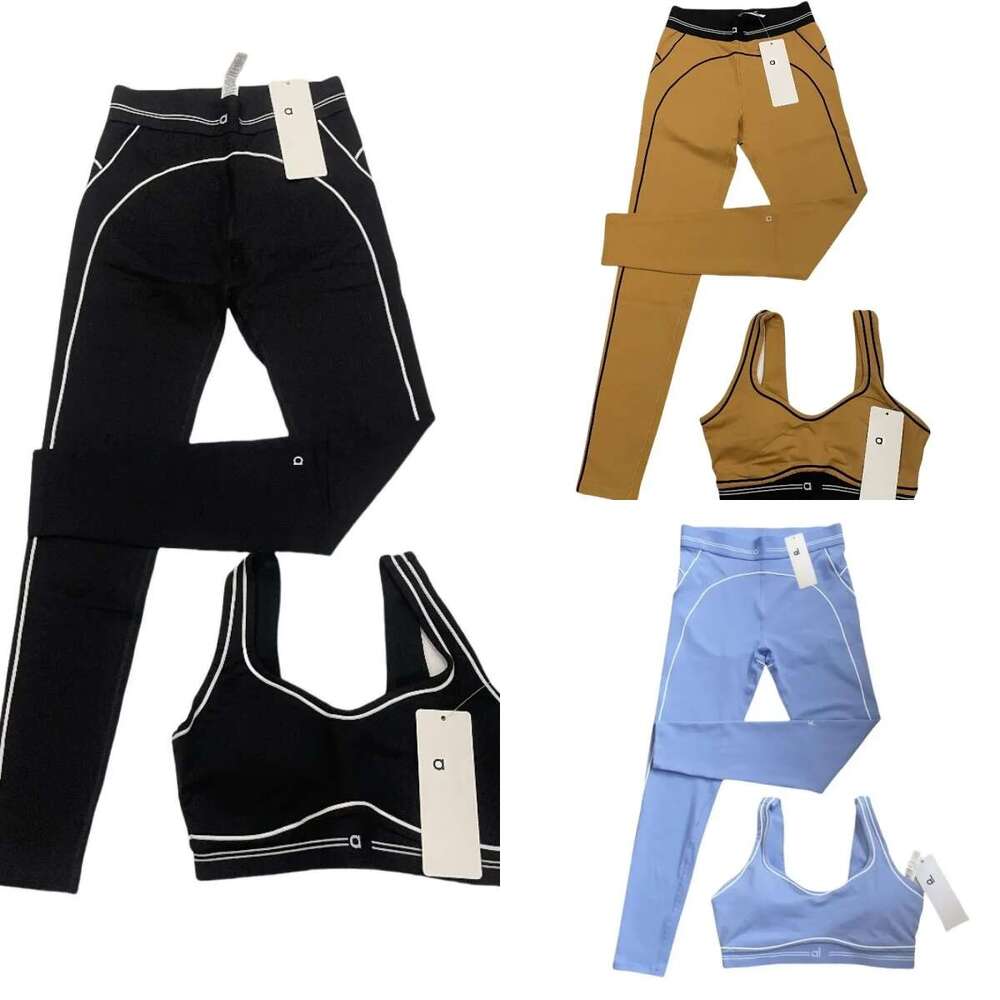 Hot Selling 10A quality alonessitys Women clothes gym set alonessitys set Sports Bra High Waist Hip bra legging Tights Running Set alonessitys womens clothes set