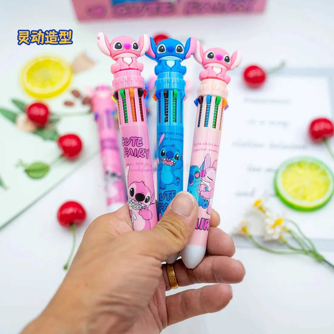 Disney 6/12/36 Pcs Cartoon Stitch Doll 10 Colors Ballpoint Pen Student Supplies Stationery Wholesale H251220