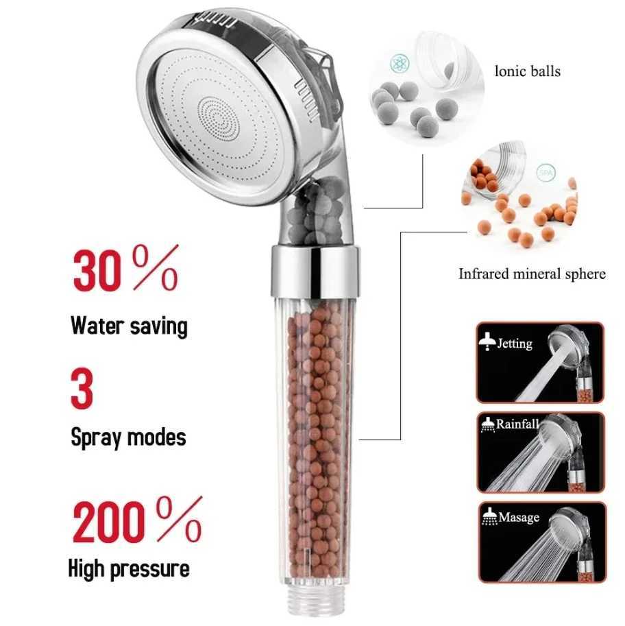 Functions High Pressure SPA Shower Head Water Saving Handheld Rainfall Bathroom Accessory Anion Filter Shower for Bathroom Decor C251220