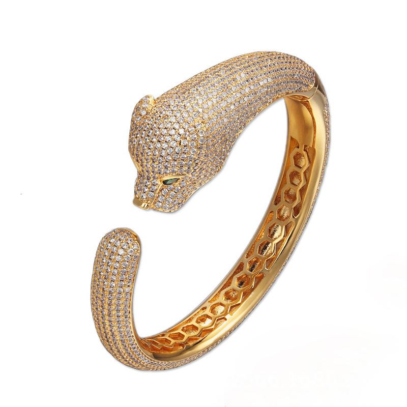 Attract Luck Jewelry And Gold-Plated Diamond Leopard Head Full Zircon White Gold Personalized Women's Bracelet Wholesale