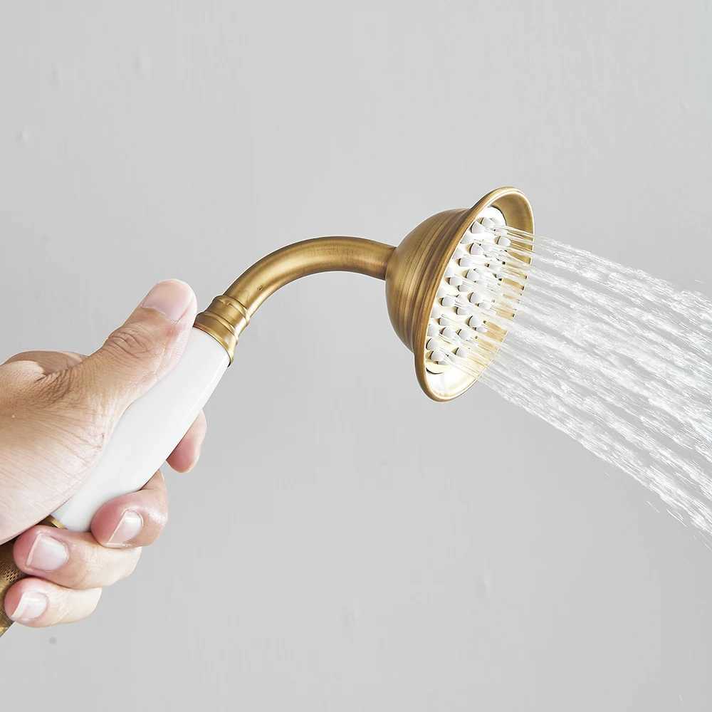 Vintage Bathroom Shower Head Ceramic Brass Wall Mounted Bath Faucet Sprayer Hardware Accessory Hand Showerhead C251220