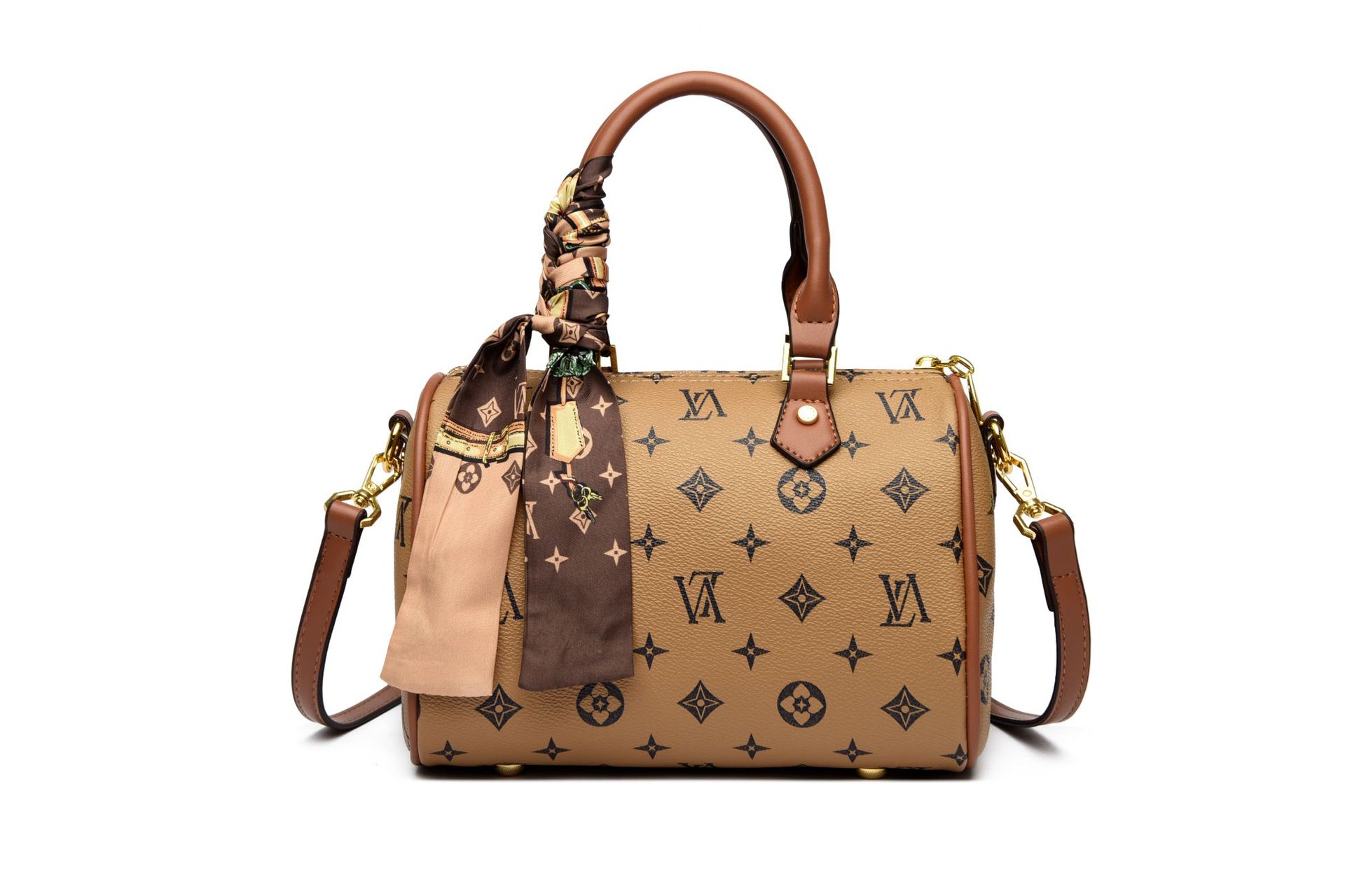 OULAIMEIZI Designer Bag 2025 New Fashionable Boston Bag Womens Retro Versatile Single Shoulder Cross body Bag brown yellow