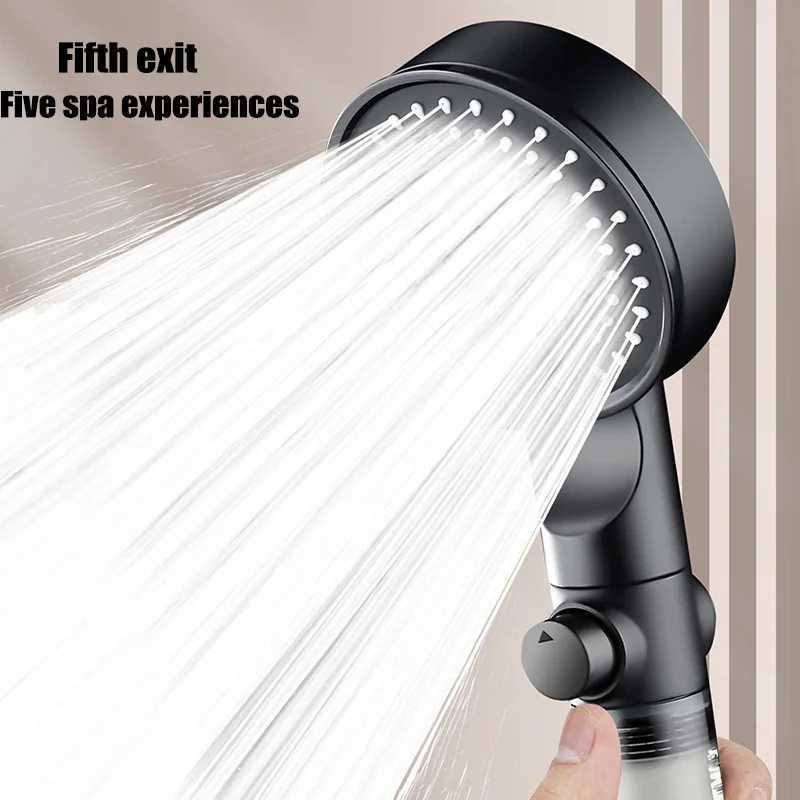 High Pressure Shower Head 5 Modes Adjustable Showerheads With Filter Water Saving One-Key Stop Spray Nozzle Home Bathroom C251220