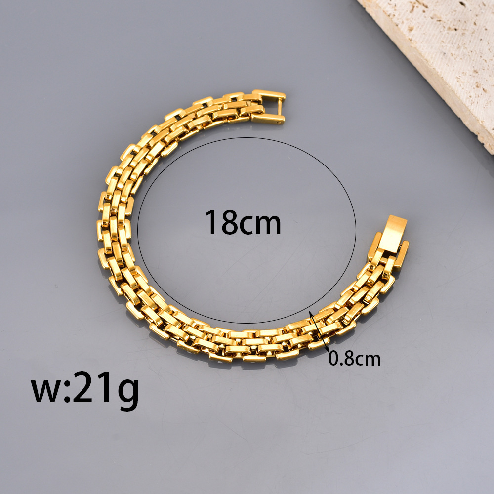 2Pcs Fashion Retro French Style Women's Simple Chain Stainless Steel Watch Band Bracelet Gold Room Gold Women's Model