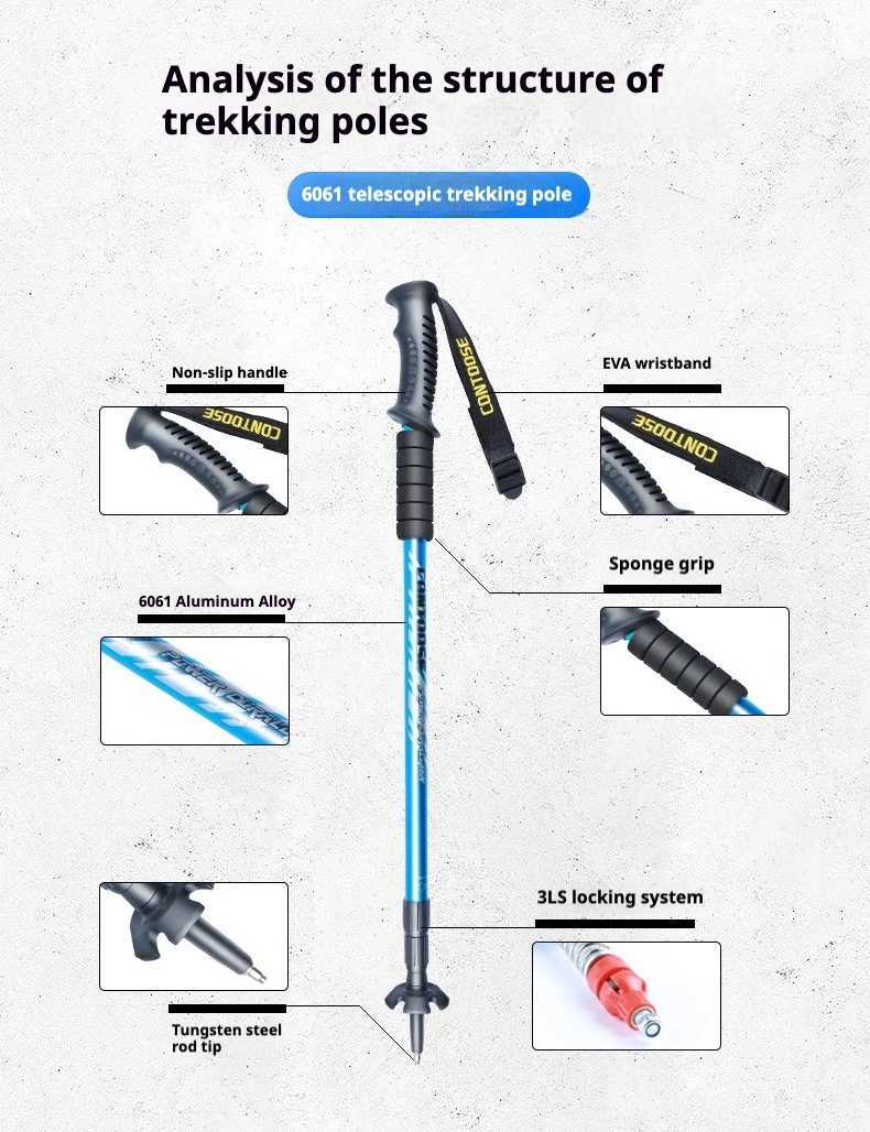 Contoose Ultra Light Trekking Pole Retractable Folding Alpenstock Hiking Climbing Cane Outdoor Equipment Carbon Free G251220
