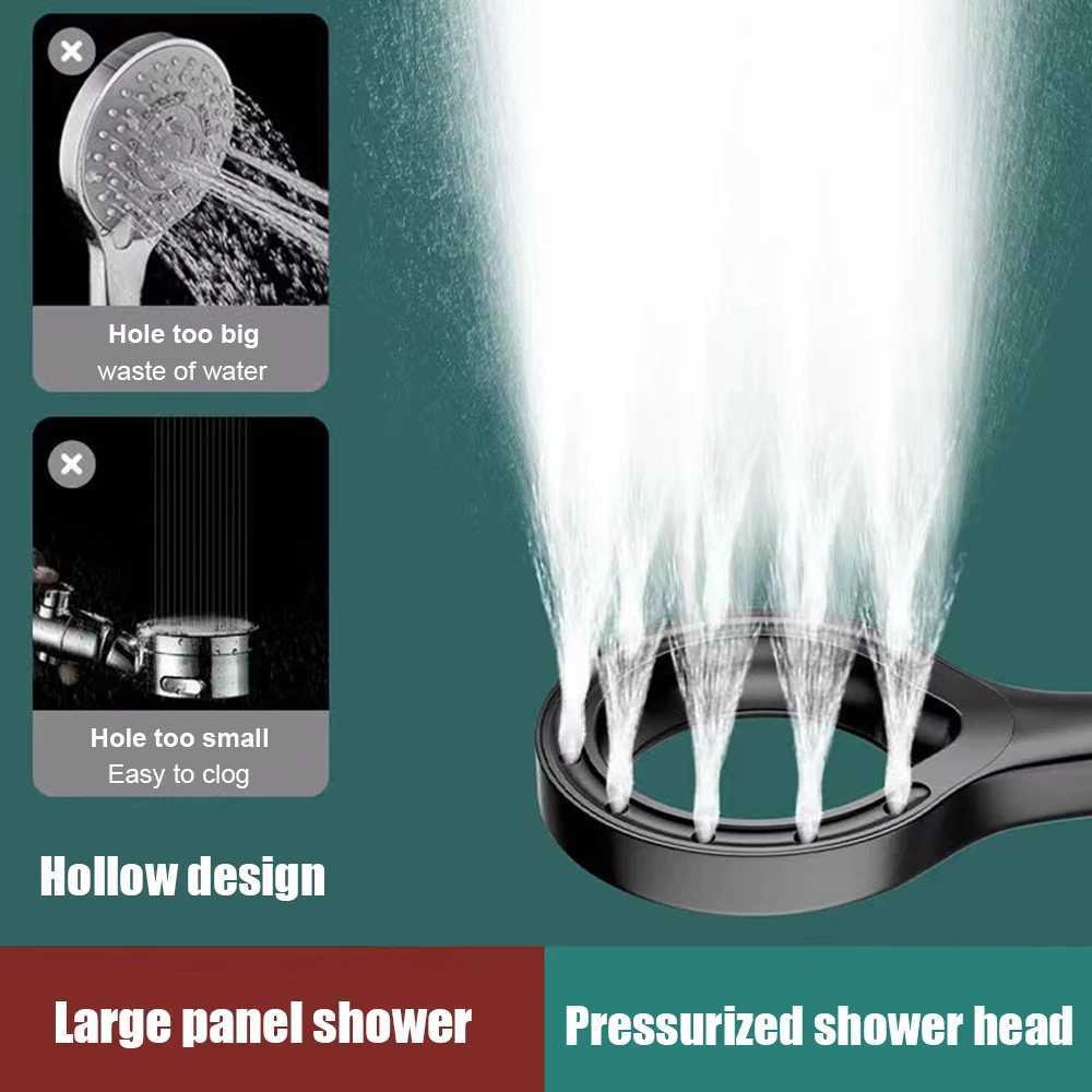 Ring-shaped water booster handheld shower head nozzle ABS large panel spray water-saving anti-blocking bathroom showerhead C251220