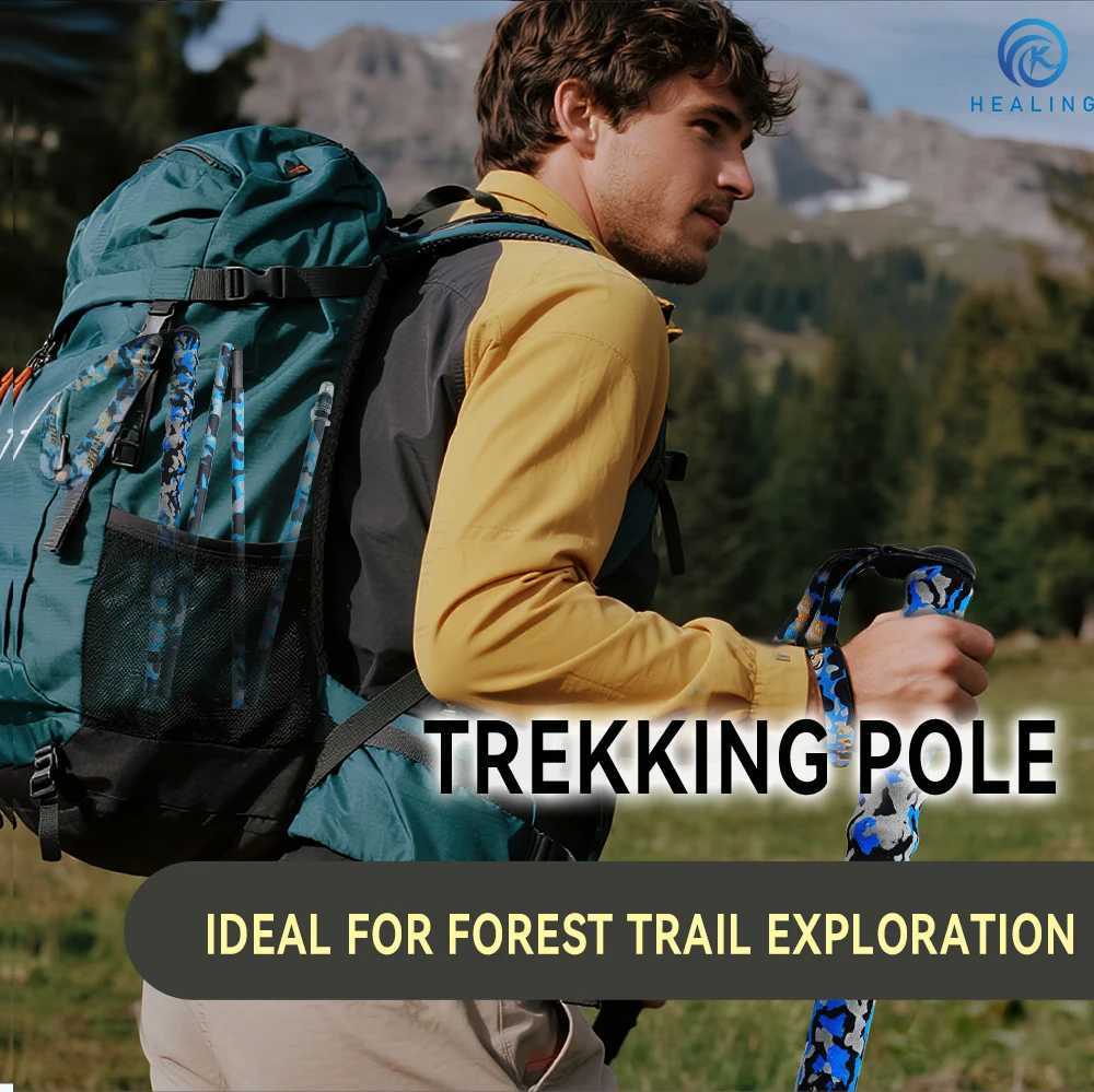 OKHELING Ultra-Light Carbon Fiber Walking Sticks 4-Section Folding Trekking Poles for Hiking And Climbing Nature Hike G251220