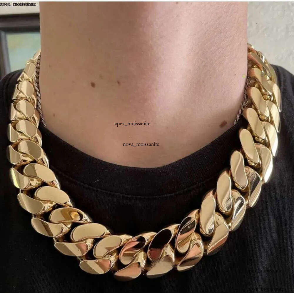 Hip Hop Jewelry Men Thick Miami Necklace 28mm 24 1kilo Gram 14k Gold Plated Plain Style 999 Sier Cuban Chain 46