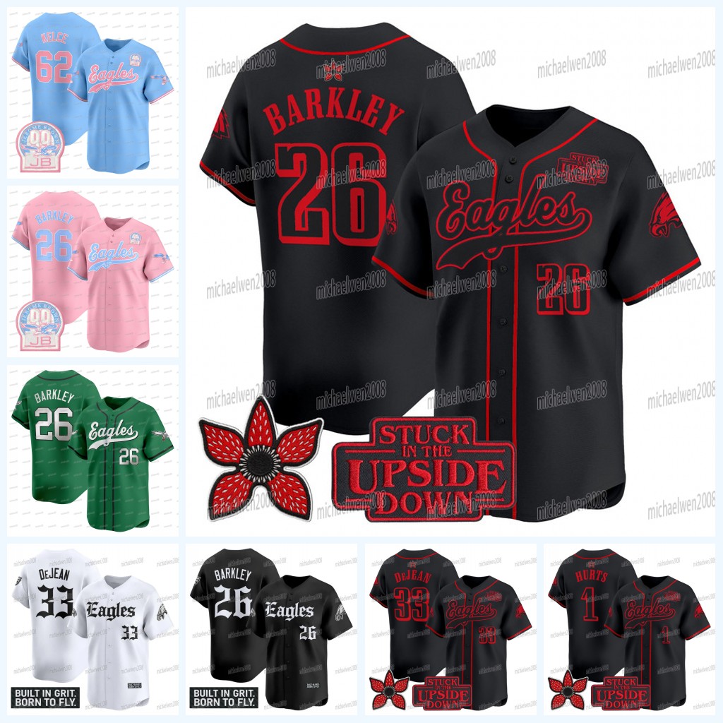 PhiladelphiaEagle 2025 Stranger Things Gothic Edition Baseball Jersey Saquon Barkley Jalen Hurts Cooper DeJean Brown Sanders DeVonta Smith Cunningham Graham