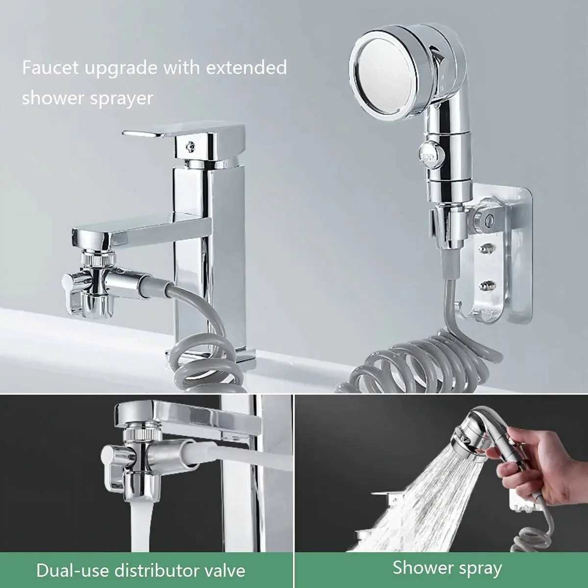 3 Mode Bidet Faucet External Shower Head Bathroom Kitchen Basin Tap Adapter Splitter Set Water Diversion Shower for Beauty Salon C251220