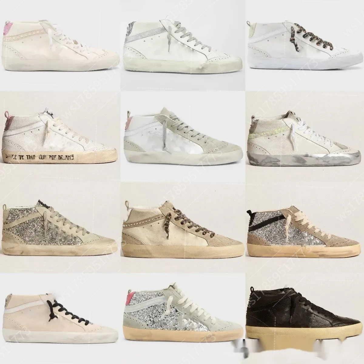 Sneaker Mid Star Women Shoes Leopard Print Pink-Gold Glitter Classic White Do-Old Dirty Designer High Top Style Shoe sport Outdoor 10Ad