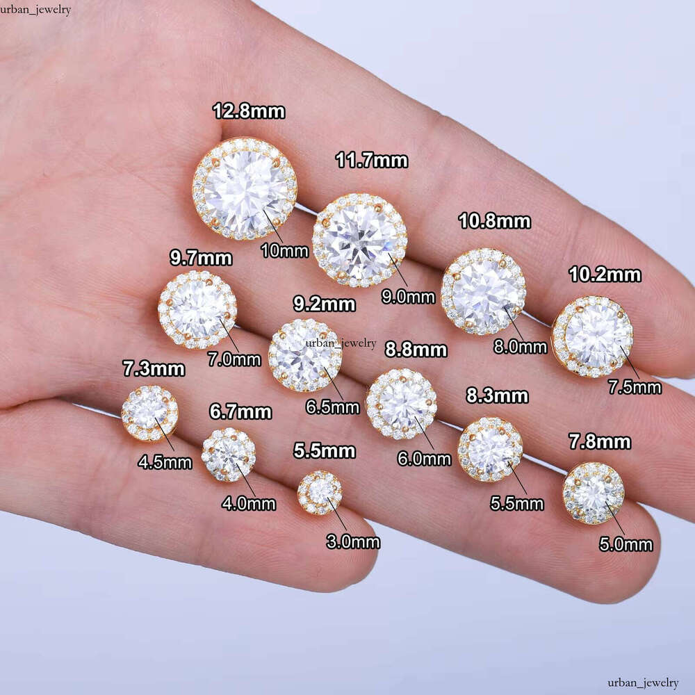 Wholesale Price 0.1ct-4ct 925 Sterling Silver Round Brilliant Cut Silicon VVS VVS Moissanite Screw Back Halo Earrings for Men and Women