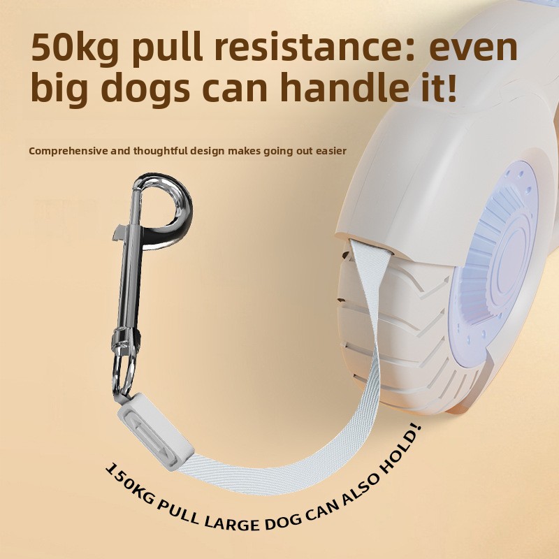 Heavy Duty Chain Leads Retractable Dog Leash with Anti Rust Metal Hook for Large Dogs Pet Walking Training