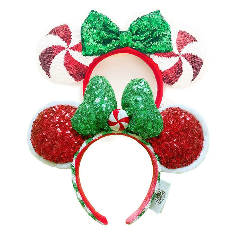Disney 2026 Mickey Mouse Ear Headband Amusement Park Fastival Party Mermaid sequin Headwear Girl Birthday Hair Accessories H251220