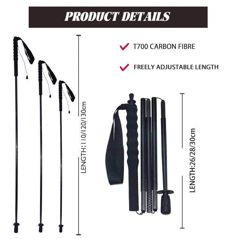 Trekking Poles City Walking Sticks-Carbon Fiber Lightweight 5 sections Folding poles Hiking Poles Running Climbing Stick G2512201