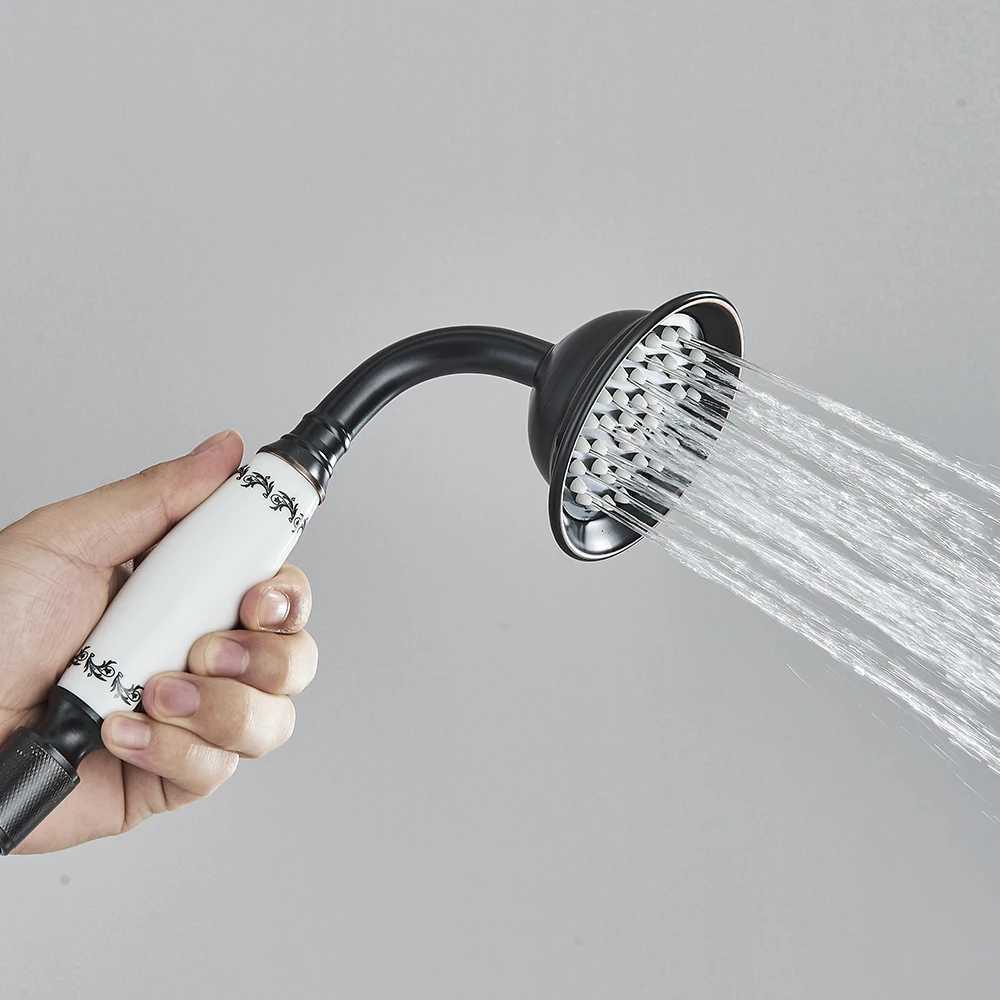 Vintage Bathroom Shower Head Ceramic Brass Wall Mounted Bath Faucet Sprayer Hardware Accessory Hand Showerhead C251220