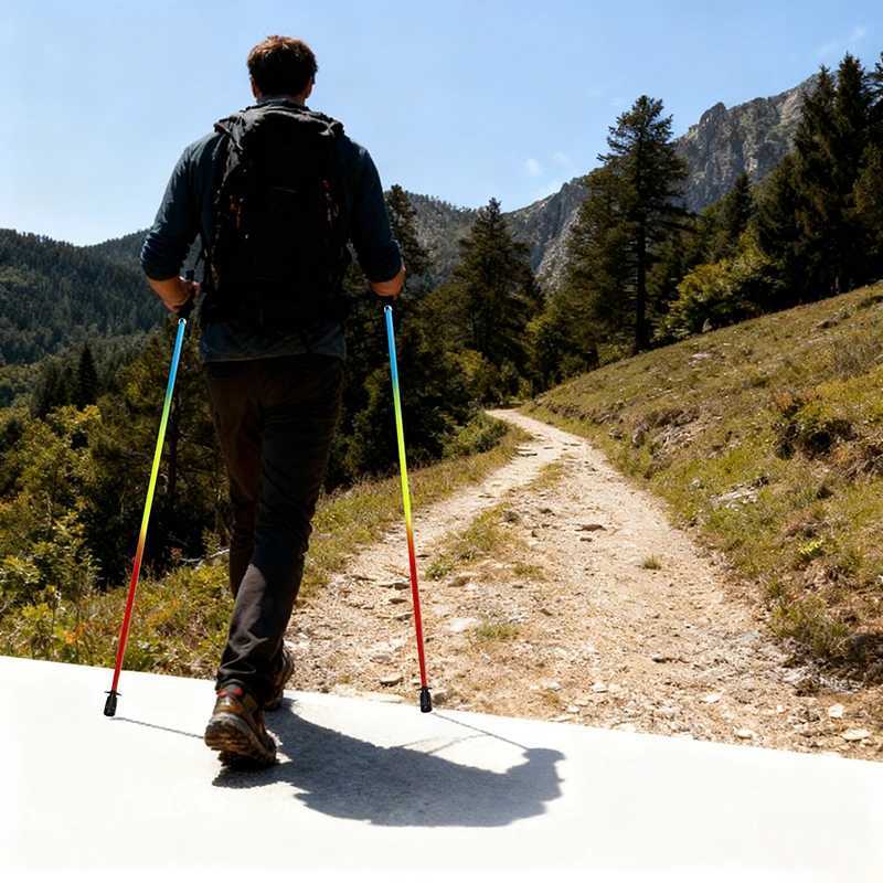 Ultralight Sticks T800 Carbon fiber Running Poles Outdoor Trekking Pole Hiking Stick 5-Sections Folding City Walking Sticks G251220