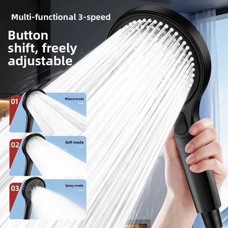 Three-mode vortex booster shower head - High-flow output anti-drop and explosion-proof self-cleaning silicone nozzle C251220
