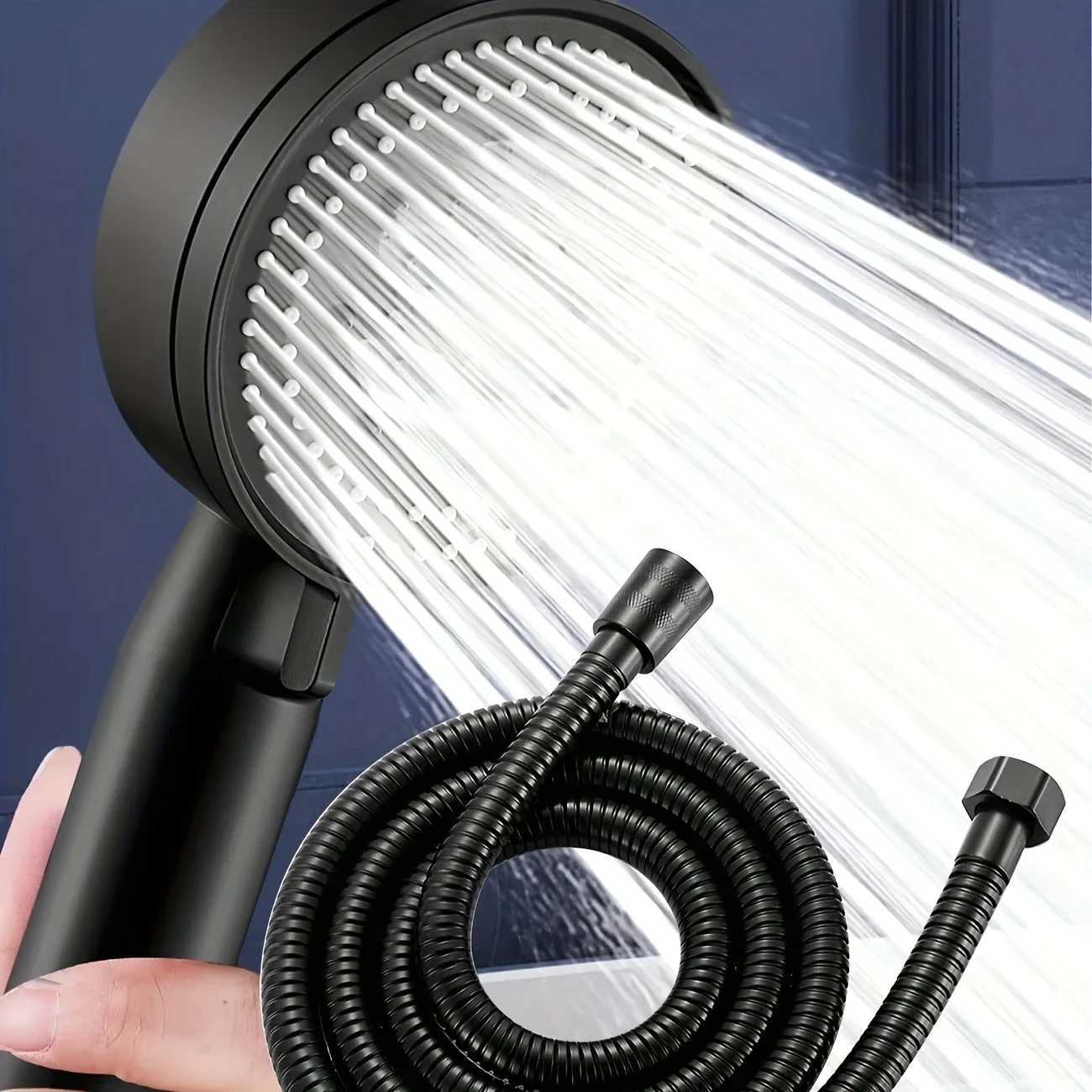 High-pressure Shower Head Set 5 Modes of Adjustment Showerhead with Hose Water-saving One-touch Stop Bathroom Accessories C251220