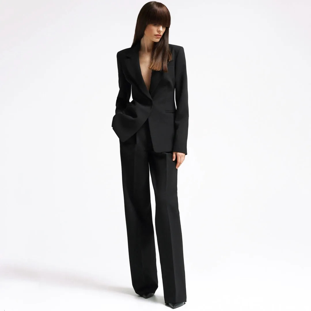Women Suit 2 Pieces Red Single Button Solid Slim For Wedding Business Work Office Daily Commute Casual Set Blazer And Pants 251215
