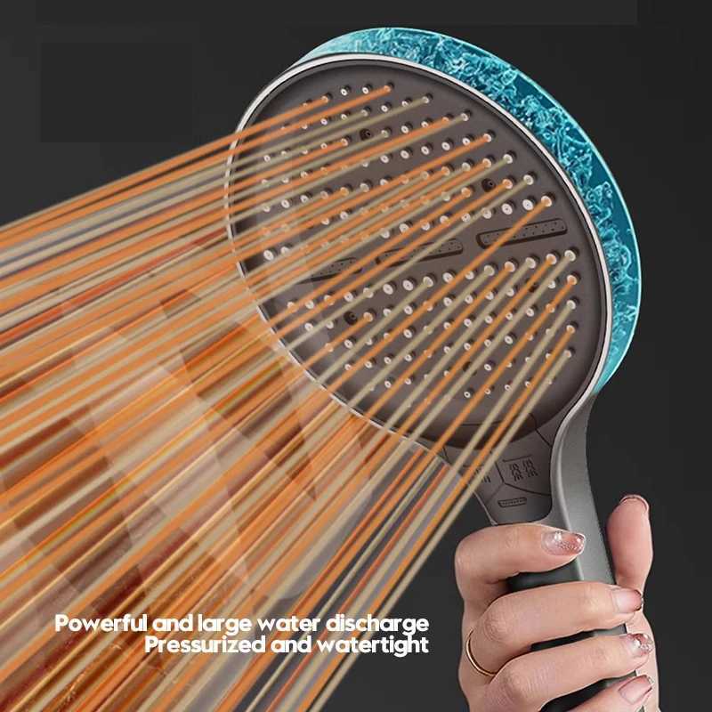 High Pressure Shower Head with Silicone Nozzles 15cm Big Panel Portable 3 Modes Adjustable Shower Head for Bathroom Accessories C251220