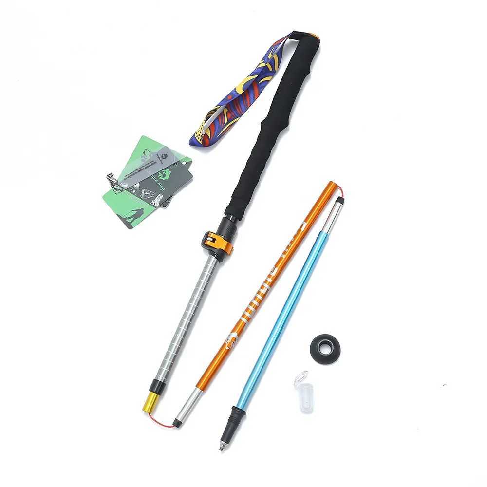 JUNGLEKING New 7075A Aluminum Alloy 5-section Hiking Pole Portable Folding and Telescopic Pole for Mountain Climbing and Hiking G2512201
