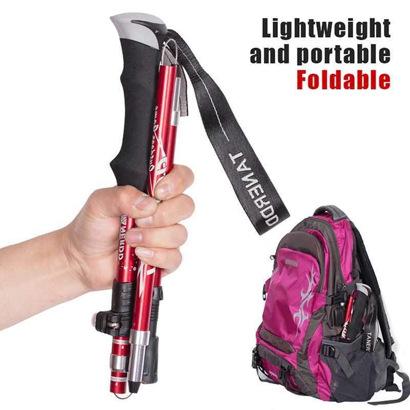 1Pc 5 Section Outdoor Telescopic Folding Trekking Pole Camping Portable Walking Hiking Stick For Elderly Easy Put Into Bag G251220