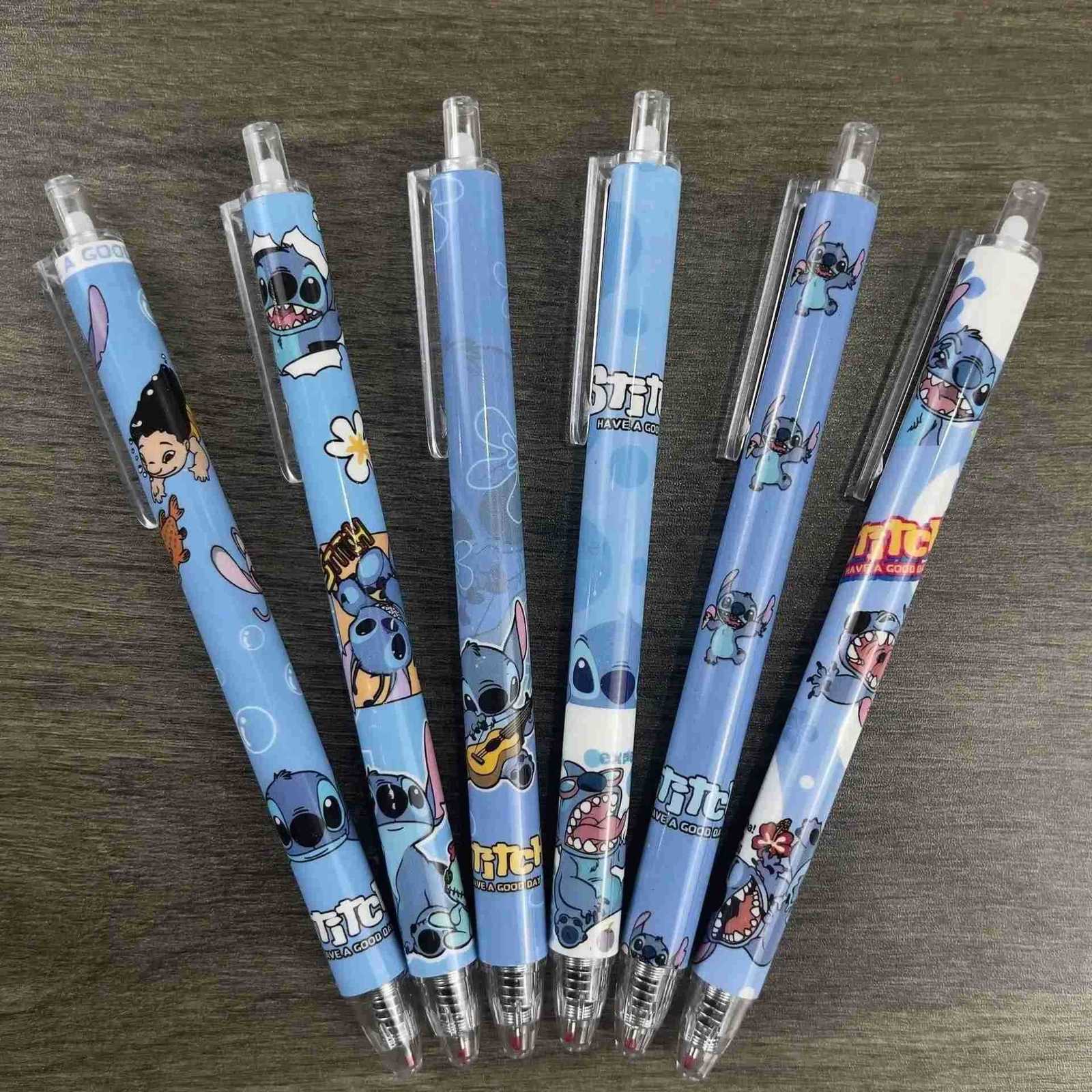 Disney 6pcs cartoon Lilo Stitch ballpoint pens writing tools stationery office supplies holiday gifts suitable for gifting H251220