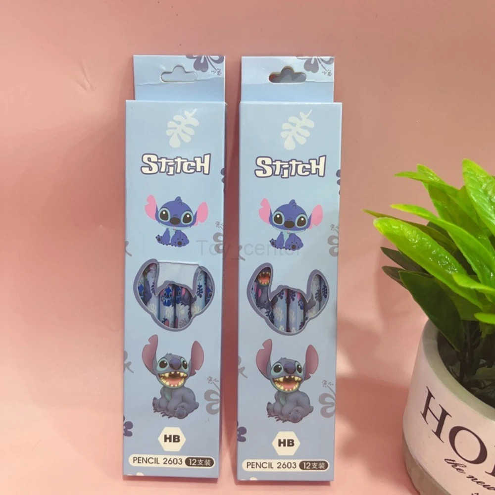 Disney 12PCS Cartoon Stitch Pencil School Supplies Kid Rubber School Supplies Pencils Pencil Roller Hb Pencils Birthday Gift H251220